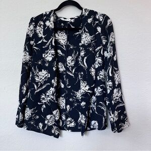 Lush Floral Black and White Women's Open Front Cardigan Polyester XS